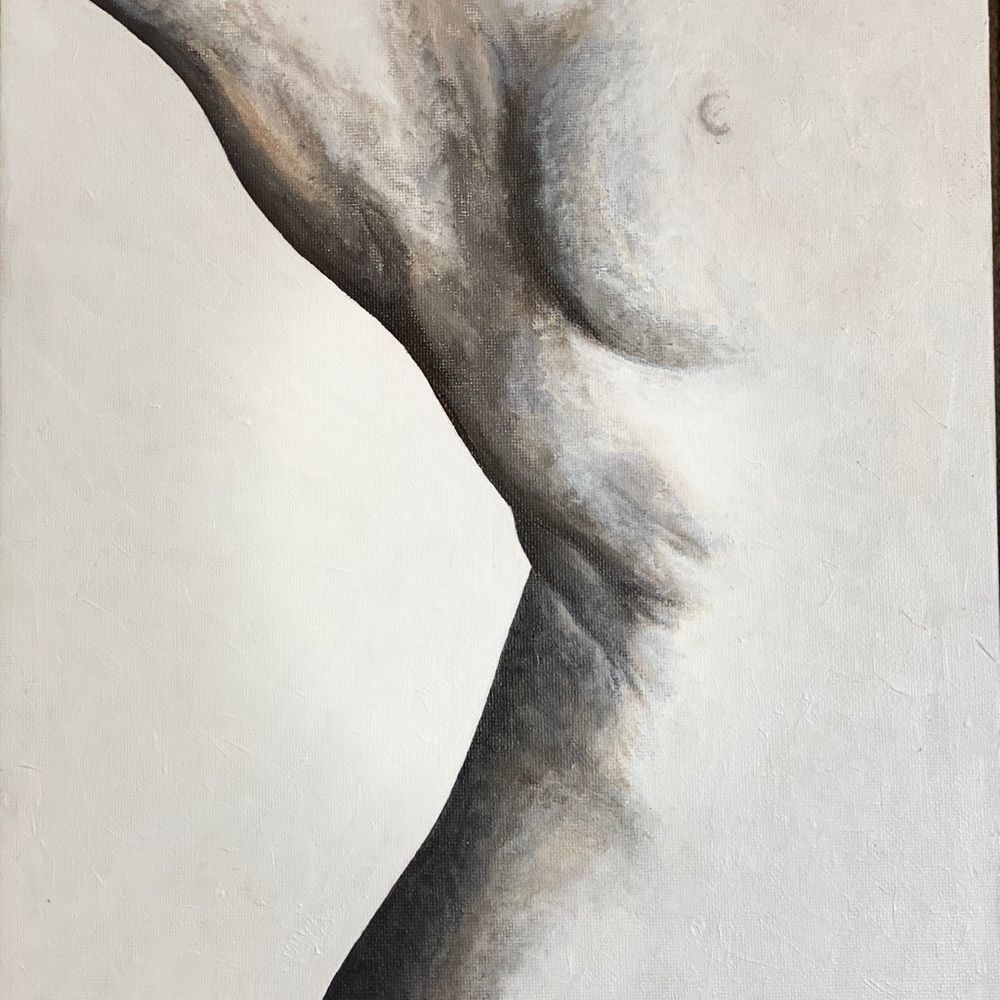 Nude original painting Body in shade singned, artist J Cruz acrylic hand painted - Picture 9 of 9